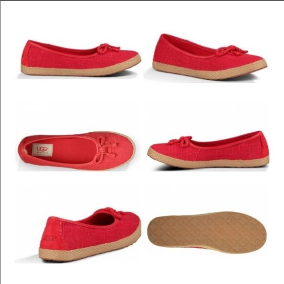 Ugg Syleste Red Espadrille Canvas Slip-On Flats - Picture 1 of 9